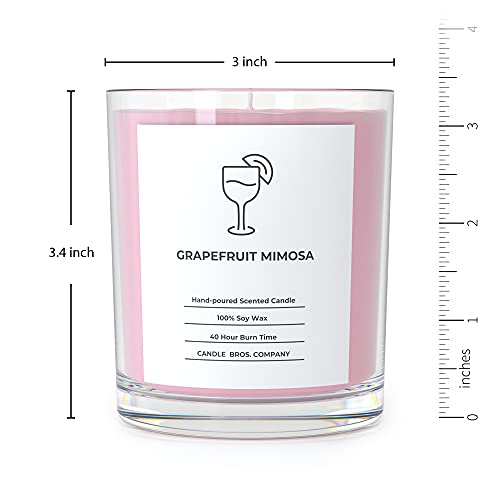 Candle Bros' Wax Scented "Grapefruit Mimosa" Candle - Over 40 Hours Of Burn Time "Grapefruit Mimosa" Scent - Small-Batch, Hand-Poured 8Oz Candle With Lead-Free Cotton Wick #TOP3