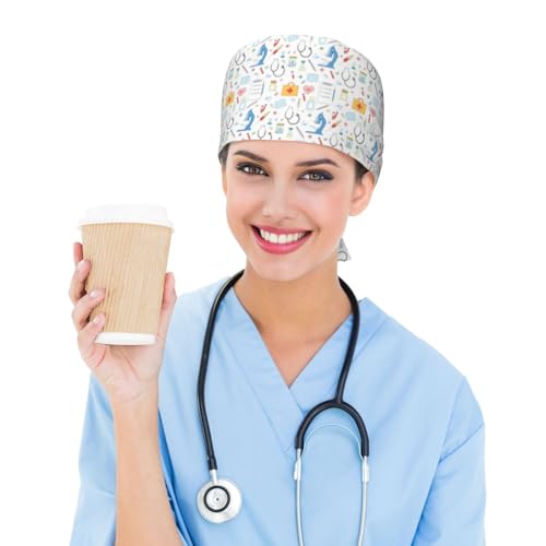 Image of Surgical Caps Men Women, Scrub Cap with Sweatband Adjustable