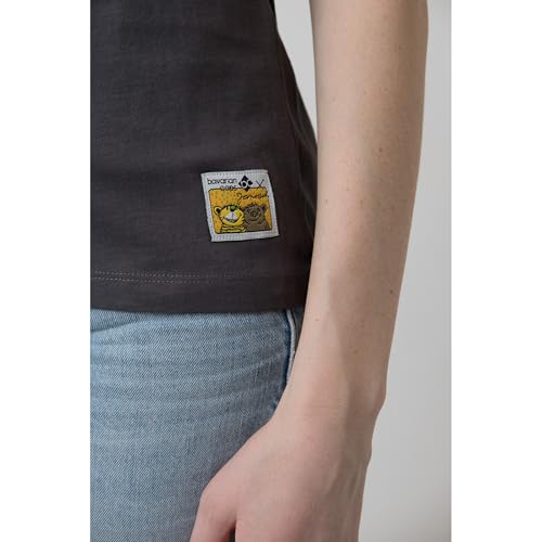 T-shirt Sauschön Bavarian Caps femme gris foncé S mode casual coton court - 6