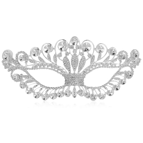VALICLUD Silver Masquerade Mask for Women Bling Diamond Rhinestone Masquerade Mask for Christmas Party 2026 New Year Carnival Mardi Gras Wedding