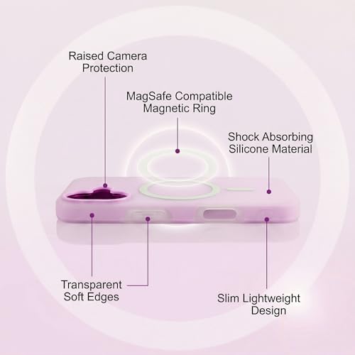Image of amazon basics Luxury MagSafe Compatible Magnetic Case for iPhone 17 | Soft Touch Matte Pastel Finish | Shockproof Back Cover with Camera Protection (Purple)