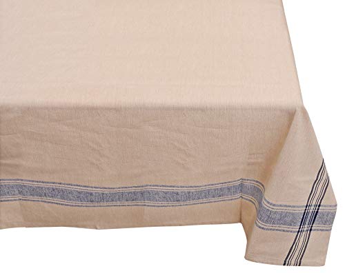 Yourtablecloth 100% Cotton Fabric Tablecloth – Nautical Design Table Cloth –Hemmed Edges, Quality & Durable – Blue Stripes, 60 x 104 Rectangle/Oblong