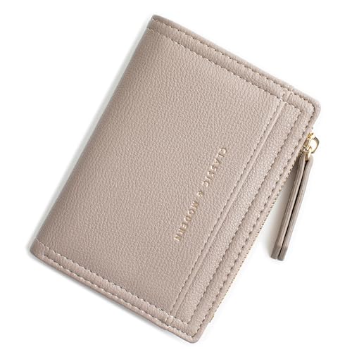 ilovever Small Wallet for Women Slim Bifold PU Leather Zipper wallet Credit Card Holder Coin Purse Grey