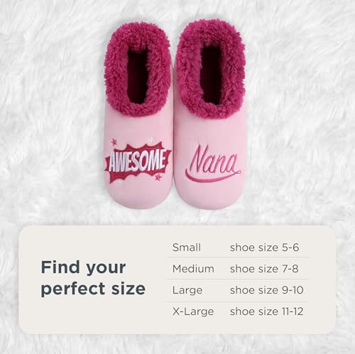 Image of Snoozies Grandma Slipper Socks for Women, Nana House Slippers Soft Non-Slip, Sherpa Lining, Indoor Cute Great Grandma