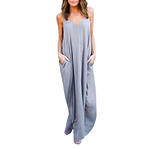Overdose 2018 Hippie Boho Womens Summer MáS CóModa Grasa AlgodóN Cocktail Party Beach Maxi Vestido Largo (M, Gris)