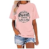 Damen Casual Top Shirt Herzdruck Kurzarm Rundhals Shirt Loose Spleiß T-Shirt Mode Bluse Top Bitte Beachten Sie, Dass Es Aufgrund Einiger Unwiderstehlicher Faktoren Leichte - Und Größenunterschiede Gibt Bequemes Material, Geeignet Für Eine Vielzahl Von Anlässen, Stilvoll Und Modisch Machen Sie Attraktiver