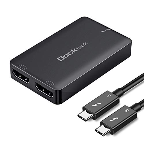 Dockteck Thunderbolt 3 to Dual HDMI 2.0 Display Adapter - Up to 2×4K@60Hz Monitors, Intel Thunderbolt 3 Certified, Compatible Mac and Some Windows Systems