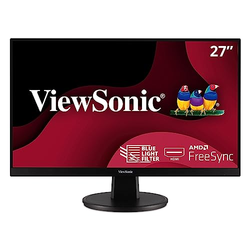 ViewSonic VA2747-MH 27 Inch Full HD 1080p Monitor with Ultra-Thin Bezel, AMD FreeSync, 75Hz, Eye Care, and HDMI, VGA Inputs for Home and Office,Black