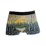 1 boxer pour homme avec motif lac arbres, crépuscule, élastique et respirant, 1 couleur, L