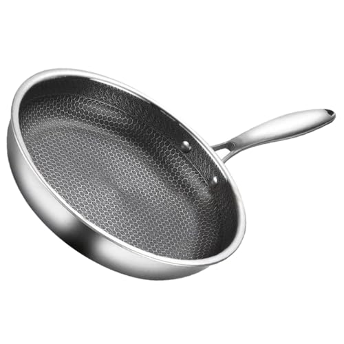 Gatuida Sartén de Acero Inoxidable Diseño de Panal y Antiadherente para Freír Huevos, Filetes y Verduras en Cocinas Domésticas y Exteriores