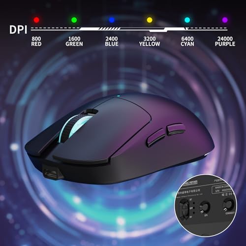 Image of ATTACK SHARKxMagic-Refiner G6 Wireless Gaming Mouse Tri-Modes Connection 2.4G /BT /USB-C 24000 DPI 1000Hz Polling Rate with Anti-Slip Grips,750mAh Battery Gaming Mice for Laptop /PC /Mac Gamer Black