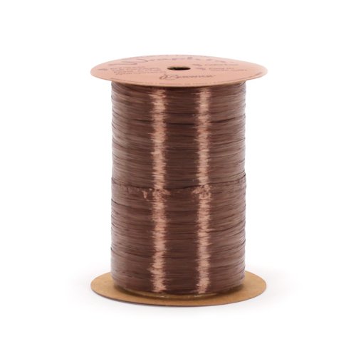Berwick Offray Chocolate Brown Pearlized Raffia Ribbon, 1/4'' Wide, 100 Yards