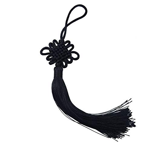 10pcs 8.5 Pouces à la Main Soie Soyeuse Chinoise Noeuds Gland Décoration Bricolage (Noir) Cover