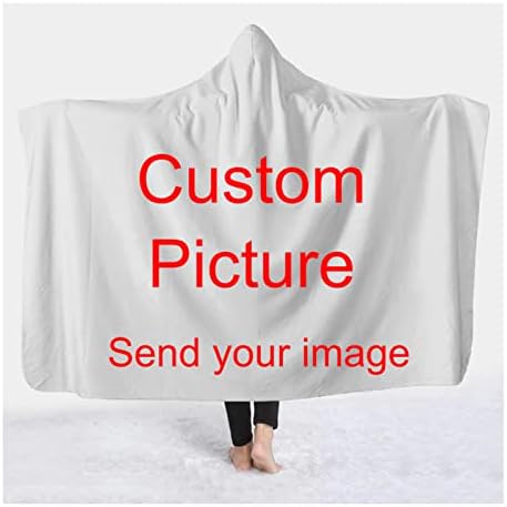 jinfu Custom Hooded Blanket Customize 3D Printed Warm Wearable Fleece Plush Throw Blankets for Adults Kid,Custom Blanket with Photo Blanket Customized Picture Personalized Blanket (Kid 130x150cm)