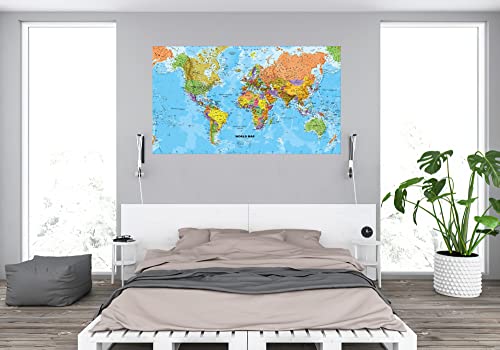 World Map Wall Mural. This Is A Beautiful Fabric Material Similar To Wall Paper. 100% Removable At Any Time (55" X 31.4) #TOP6