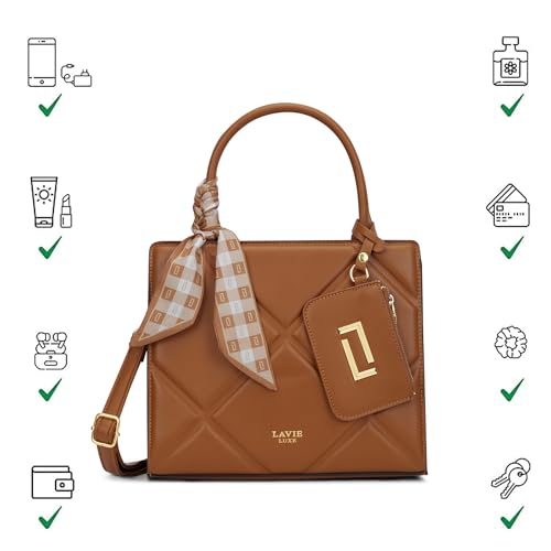 Image of Lavie Luxe Women's Quare26 Extra Large Laptop Satchel Bag | Upto 14 Inch | Satchel Handbag for Work | Ladies Purse | Stylish Shoulder Bag | Gift for Women