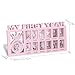 Elfzone My First Year Picture Frame - Baby First Year Photo Frame for Baby 12 Month Picture Frame and Growth Record, Pink