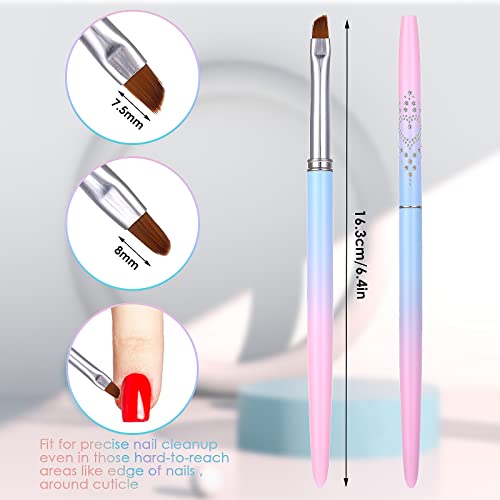 cobee Nail Polish Clean Up Brush, 2PCS Nail Art Clean Up Brushes Nail Painting Brushes Nail Remover Brush Nail Pen Painting Tools for Nail Art Design Manicure Mistake Cleaning(Round, Angled) - Image 7
