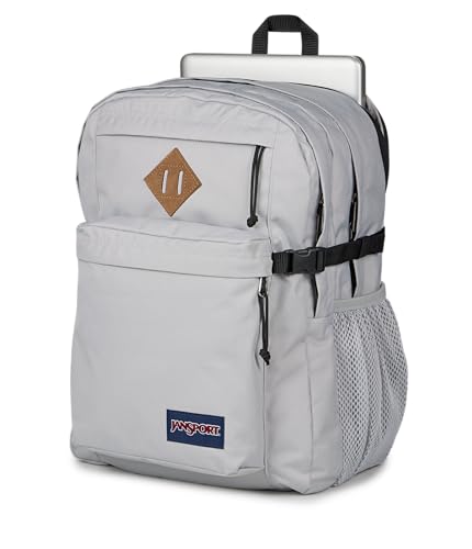 Image of JanSport Main Campus Backpack - Travel or Work Backpack with 15-Inch Laptop Sleeve and Dual Water Bottle Pockets, Grounded Grey