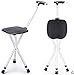 JF-XUAN Adjustable Crutches, Adjustable Folding Walking Stick Chair Massage Crutches with Seat Portable Suitable,with LED Light, for Use by The Elderly Crutches