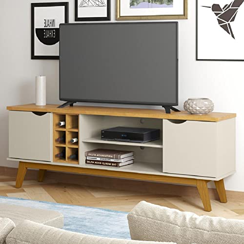 Rack Bancada Para Tv Até 60 Polegadas com Adega Retrô 1,80m Prism Cinamomo/Off White Patrimar