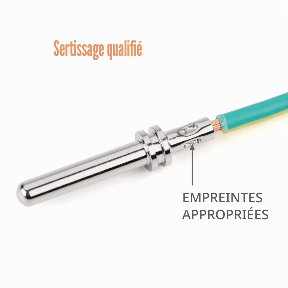 iCrimp Pince à sertir Deutsch DTM 0,3–0,5 mm² contacts taille 20 | Pince à sertir Closed Barrel 4 empreintes pour contacts Deutsch et Amphenol, connecteurs série DTM