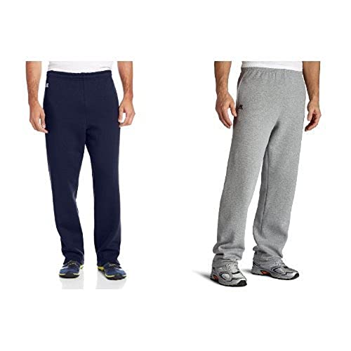 Russell Athletic Men's Dri-Power Open Bottom Sweatpants with Pockets,Navy/Oxford,XXL