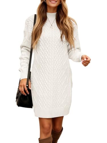 Saodimallsu Womens Cable Knit Mini Sweater Dress...