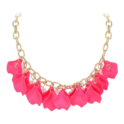 Collier en forme de pétale de fleur bijoux femme perles acryliques été