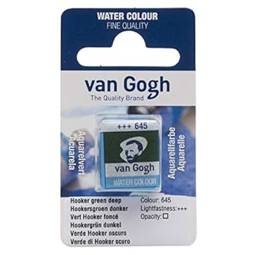 Van Gogh Watercolour Paint, Half Pan, Hooker Green Deep 645
