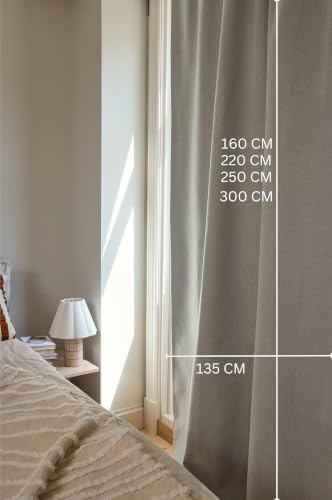Rideau occultant 100% beige clair 135x250 occultation totale fenêtre - 3