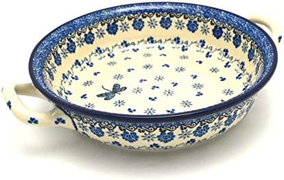 Polish Pottery Baker - Round with Handles - 8" - Dragonfly