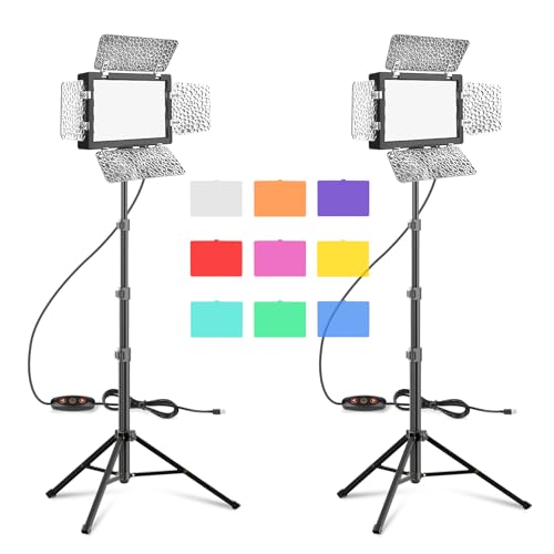 Éclairage photo DEL EMART avec trépied de 134cm et 9 filtres colorés pour vidéo