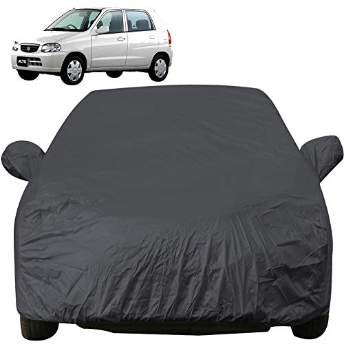 Image of Alto Dustproof Car Cover with Mirror Pockets, Grey Color, Taffeta Polyster,Triple Stitched, Compatible with Maruti Alto Car Cover (2000 to 2014), Alto Car Accessories