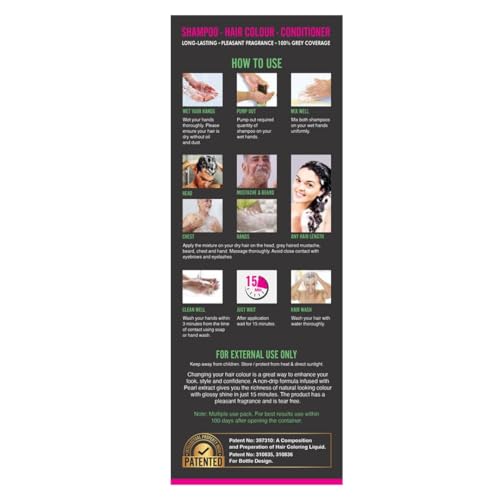 Image of VIP Natural Hair Colour Shampoo | 180ml Brown | Ammonia-Free |for Men and Women | 3-in-1