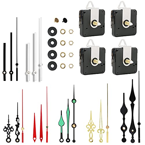 Katfort Clock Mechanism Replacement Clock Kit, DIY Quartz Wall Clock Movement Repair Parts Kit with 7 Set Clock Hands and 4 Pack Motors (20mm  0.79inch)