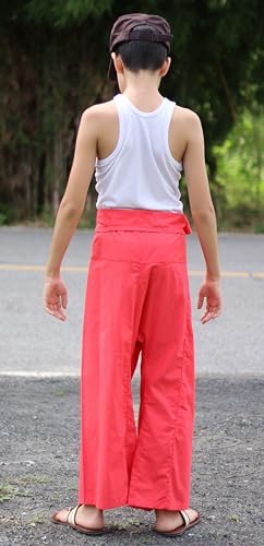 RaanPahMuang Thai Fisherman Boys Girls Loose Yoga Pirate Harem Calça Unissex Wrap, Algodão forte - B