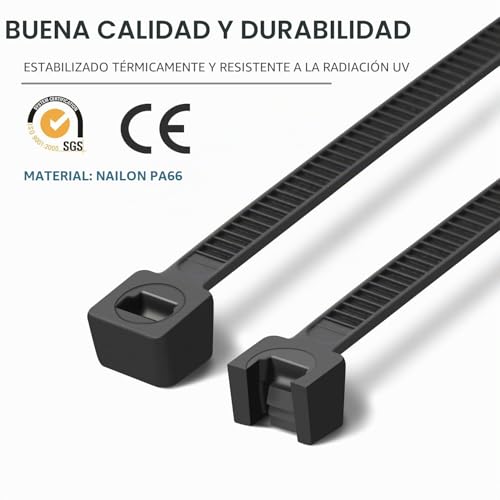 Miniatura 5 de Xingo 1200 Piezas Negras Bridas Para Cables Profesionales, 300mm X 5.8mm, Resistentes Uv, Bridas Para Cables Para Oficina, Hogar, Exteriores