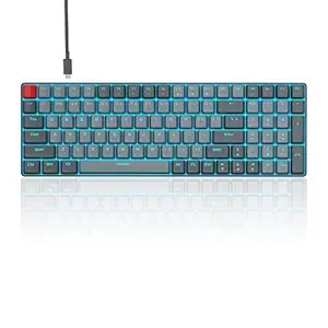 MageGee 100 Keys Wired Mechanical Gaming Keyboard, 96% Compact Layout LED Blue Backlit Keyboard for PC Laptop, Detachable USB-C Cable, with Numpad Arrow Keys, Red Switch, Grey Black