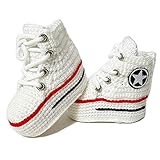 Handmade Custom Toddler Crochet Canvas Sneakers White Slippers - Children's Woolen Personalized Socks, Cotton Cute Soft Booties
