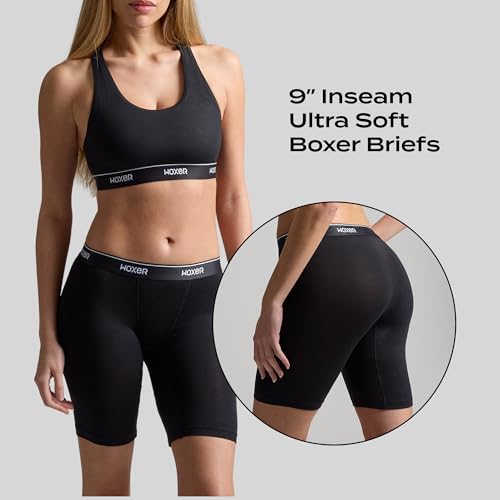 Image of Woxer Womens Boxers - Biker 9 inch Boy Shorts Underwear for Women, Modal Boxer Briefs, Chafe Free, Womens Underwear