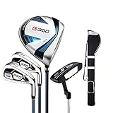 Herren-Golfschläger-Set, Golf-Profi-Spielschläger mit Balltasche, ultraleichter Schaft aus Graphit-Kohlenstoffstahl, CNC-Anti-Rutsch-Rillendesign, Golf-Trainingshilfen (4 Schläger)