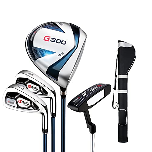 Herren-Golfschläger-Set, Golf-Profi-Spielschläger mit Balltasche, ultraleichter Schaft aus Graphit-Kohlenstoffstahl, CNC-Anti-Rutsch-Rillendesign, Golf-Trainingshilfen (4 Schläger)