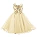 Acecharming Little Girls' Sequin Flower Tulle Tutu Dress, Sleeveless Bowknot Wedding Party Ball Gown(Updated Version), Golden, 5-6 Years
