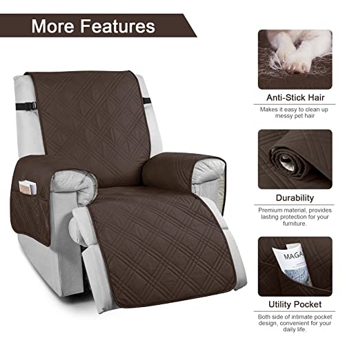 Taococo 100% Waterproof Recliner Chair Cover, Non Slip Recliner Covers For Recliner Chair With Pocket, Washable Reclining Chair Cover Furniture Protector For Kids, Pets(Recliner Chair, Chocolate) #TOP4