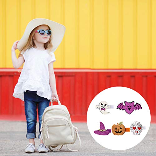 FRCOLOR Grampo de cabelo infantil de Halloween, abóbora, fantasma, morcego, esqueleto, engraçado, de