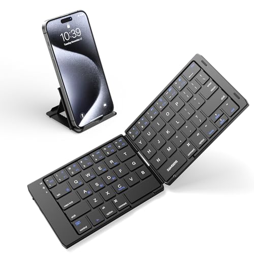 Samsers Foldable Bluetooth Keyboard, Portable Wireless Folding Keyboards for Travel,