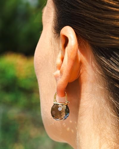 Image of Crystal Earrings for Women, Sparkly Austrian Crystal Disco Ball Earrings, 18K Gold Plated Post Drop Earrings with Colorful Spheres, Hypoallergenic & Lightweight, Ideal Gift for Her