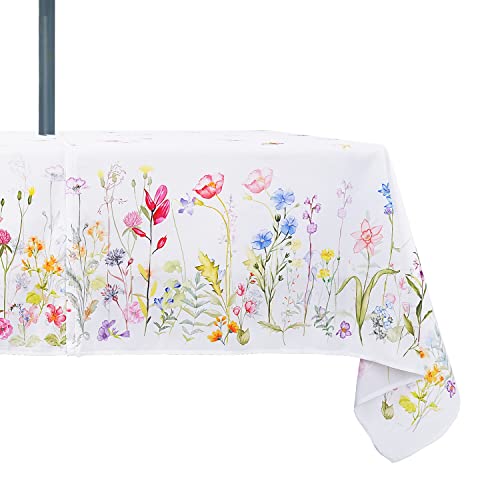 Rodvnyh Outdoor Tablecloth with Umbrella Hole and Zipper, Patio Table Covers for Spring/Summer, Machine Washable Outdoor Party/Picnic Rectangle Table Cloth 60 x 84 in by Rodvnyh - Used condition - US$21.39