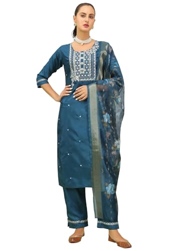 Ensemble kurta en soie mélangée haut de gamme VredeVogel avec pantalon pour femme exigeante
